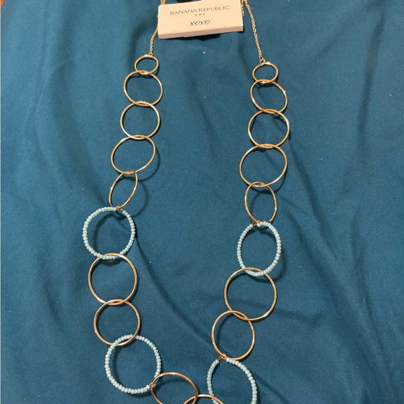 Banana Republic Jewelry - Banana Republic Gold and Light Blue Circle Necklace
